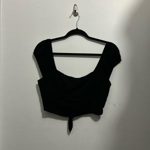 Black square neck top